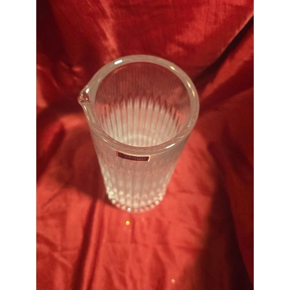 Marquis by Waterford Crystal Pitcher Brookside Vertical Cut Glass Carafe 9in